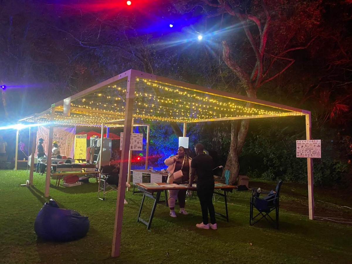 Market activation in Cape Town with festoon lights and catering