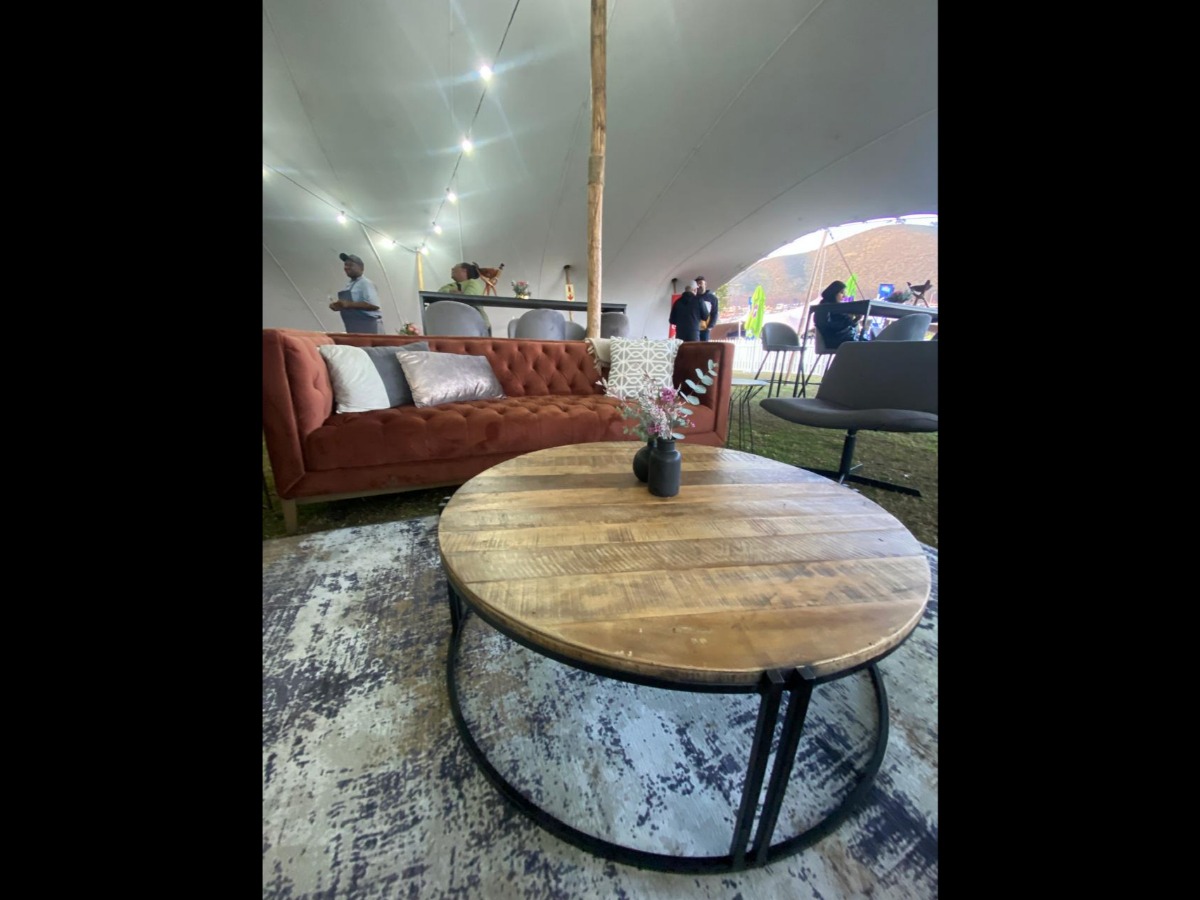 Outdoor canopy event with sofas and custom furniture – Western Cape