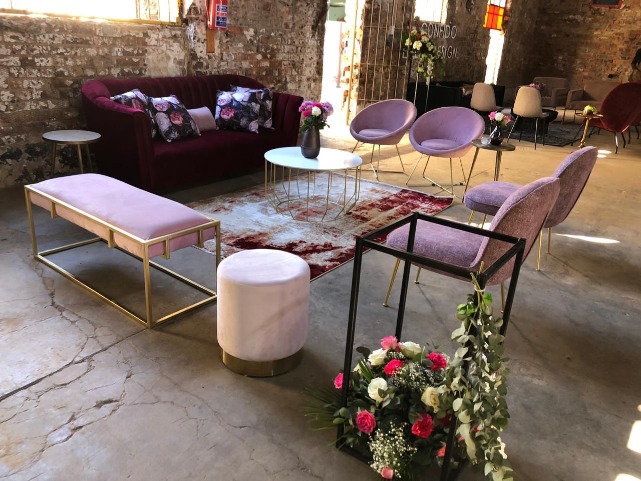 Luxurious event lounge furniture styled by Animate-Co in Cape Town