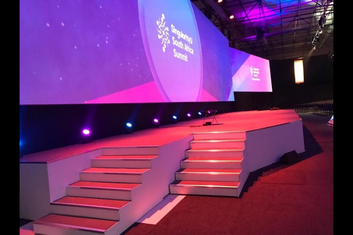 Wide LED stage screen for awards show with custom entrance stairs – South Africa