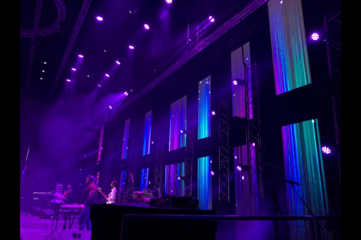 Animate-Co technical team setting up LED screen at corporate event