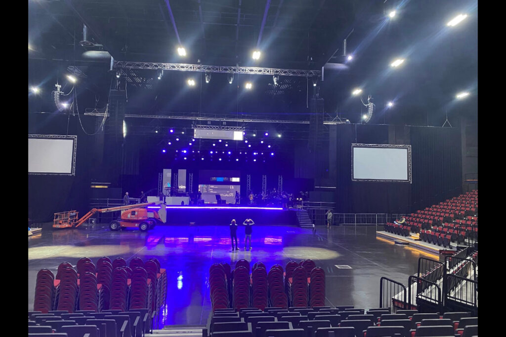 Empty venue with full LED stage setup