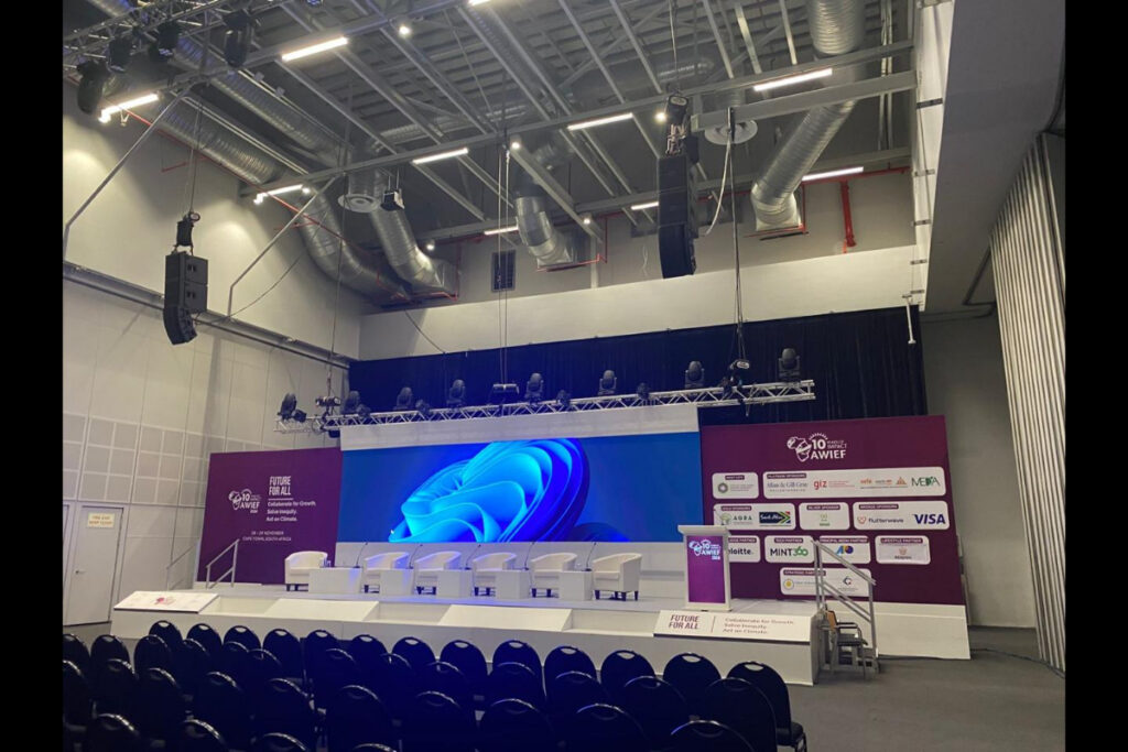 Indoor LED wall at sports media stage