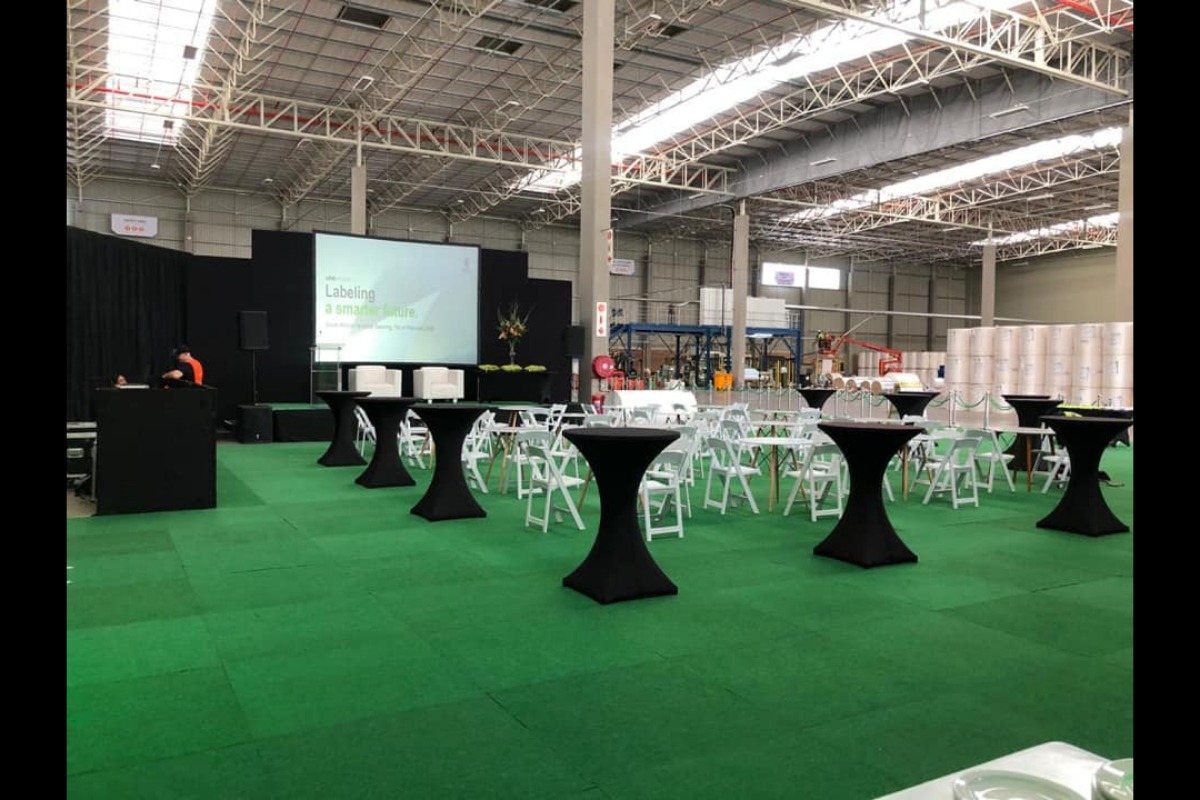 High-top cocktail furniture for expo setup in Cape Town