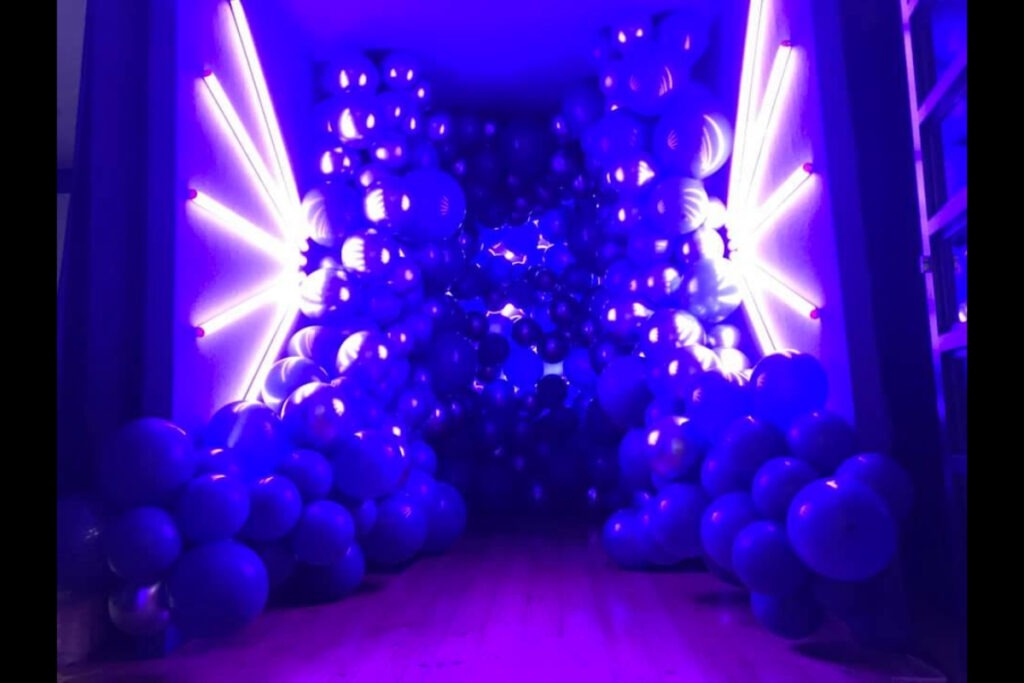 Balloon tunnel with integrated neon lighting for brand activation