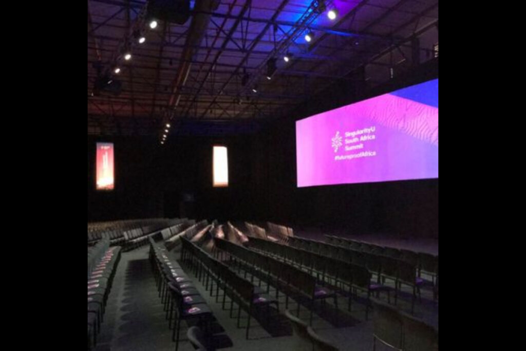 Conference venue with long LED wall
