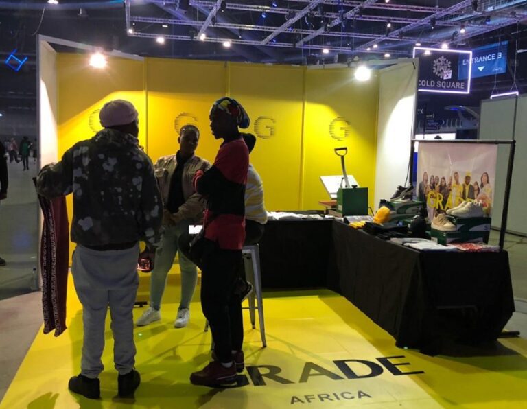 interactive exhibition stand with product displays built by custom expo stand builders Cape Town
