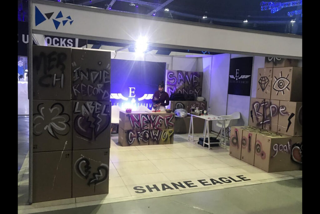 cardboard wall installation for music activation