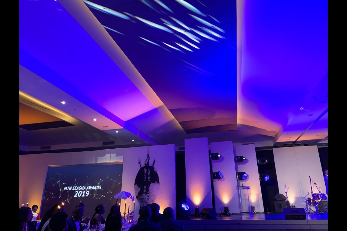 LED screen and ceiling lighting content design for gala event