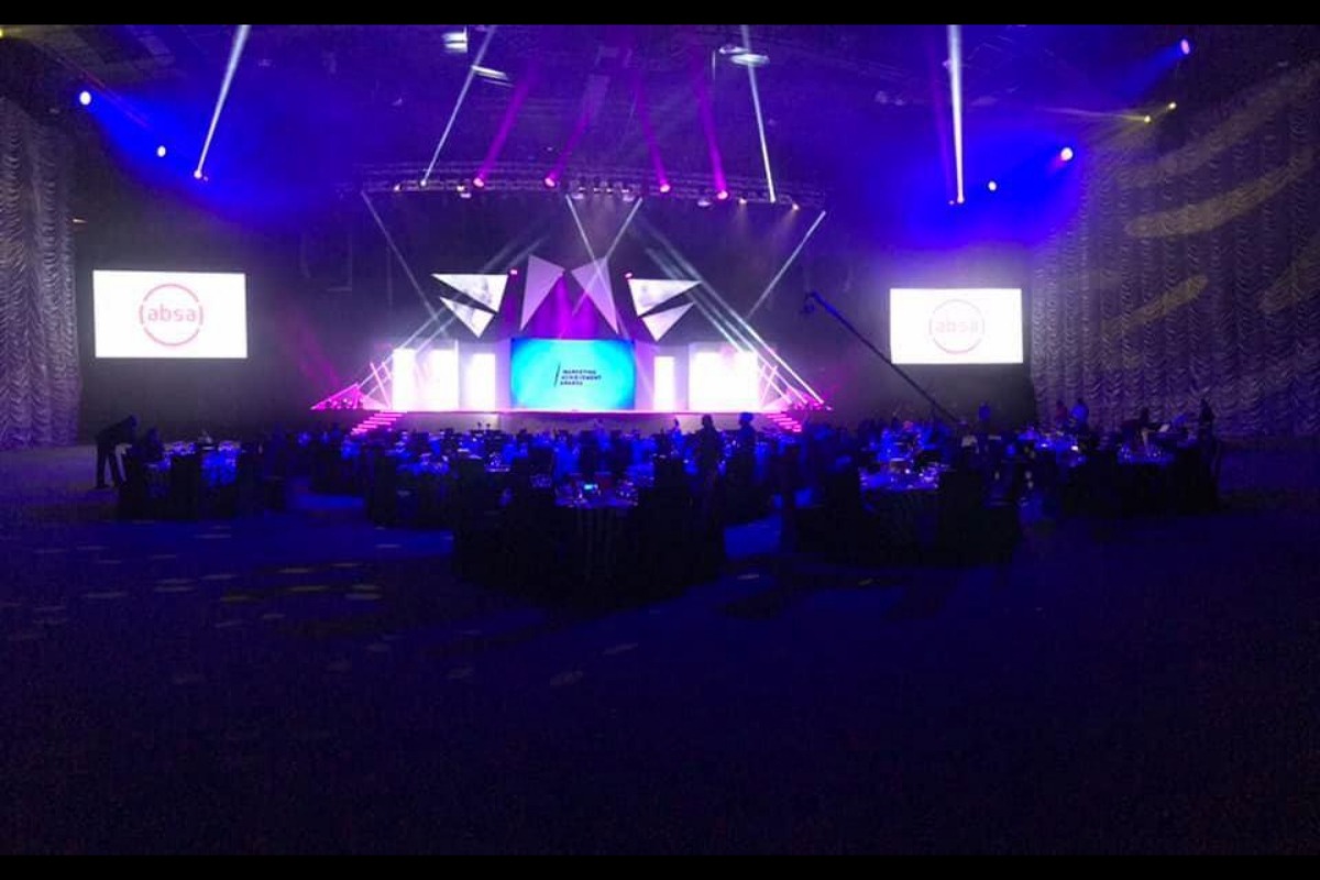 Geometric triangle-shaped stage – custom Cape Town build