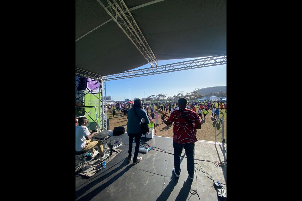 Outdoor event stage with live band – Cape Town event gear