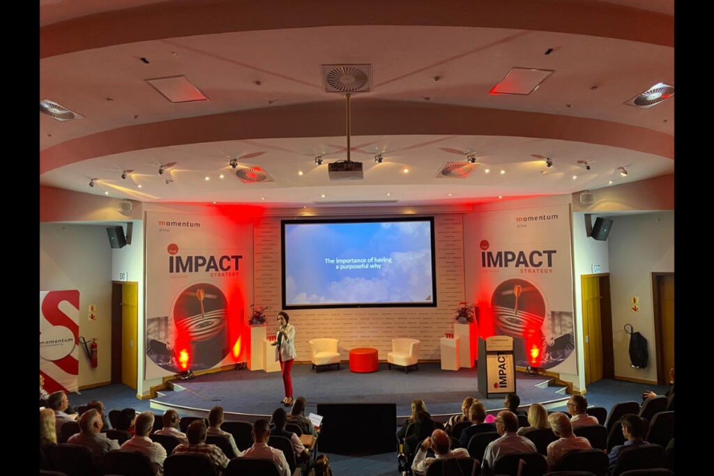 Corporate event stage setup with lighting and branding – Cape Town