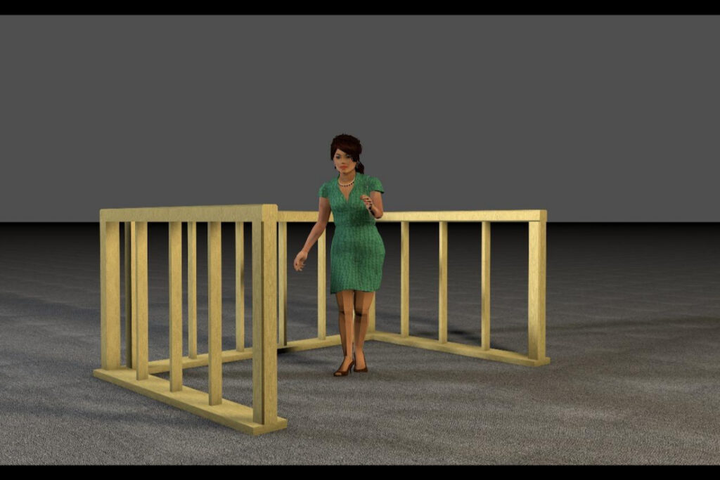 Custom wooden framework display stand for exhibitions