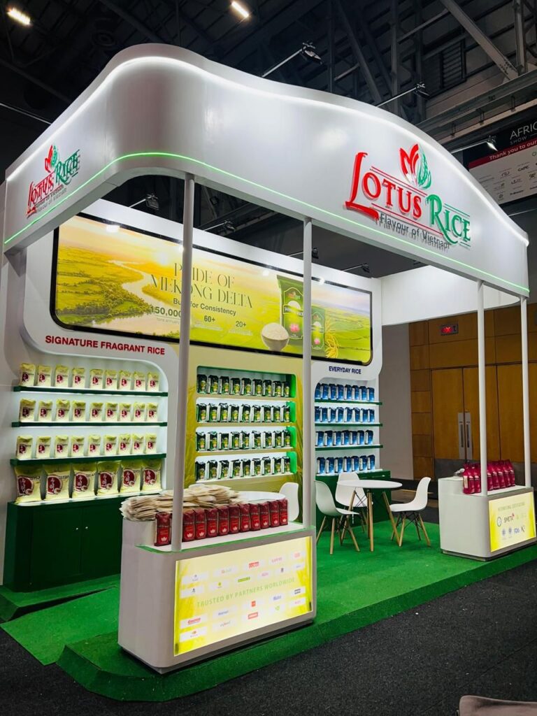 Interactive exhibition stand with product displays built by custom expo stand builders Cape Town CTICC